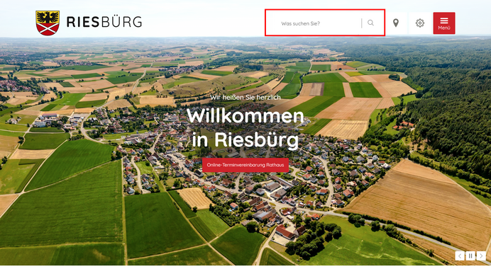 Suche auf der Startseite