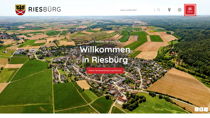 Menü auf der Startseite