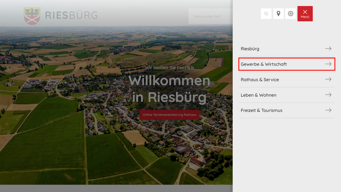 Ausklappmenü Wirtschaft